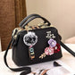 High-End Embroidered Soft Leather Women's Bag Large Capacity Commuter Contrast Color Small Square Bag Cloud Pattern Daily Use