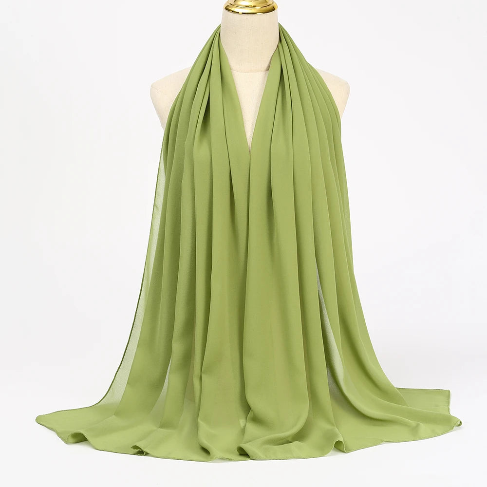 Muslim Chiffon Hijabs For Woman Long Solid Color Head Wrap For Women Shawls Scarves Ladies Muslim Veil Hijab