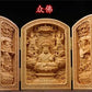 Solid Wood Carving Three Open Buddha Statue, Collapsible Sculpture, Living Room and Bedroom Decoration, Modern Art