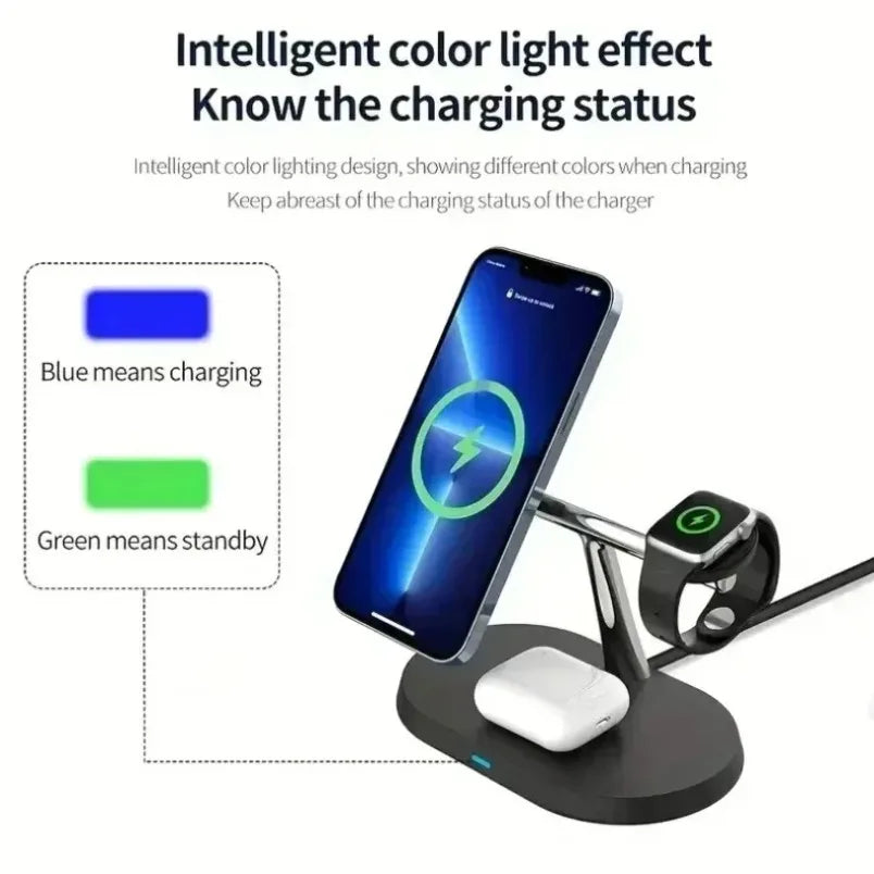 Phone Wireless Charger Desktop 3 IN 1 Magnetic For Magsafe iPhone 16 15 14 13 12 Samsung Apple/Galaxy Watch Fast Charging Dock