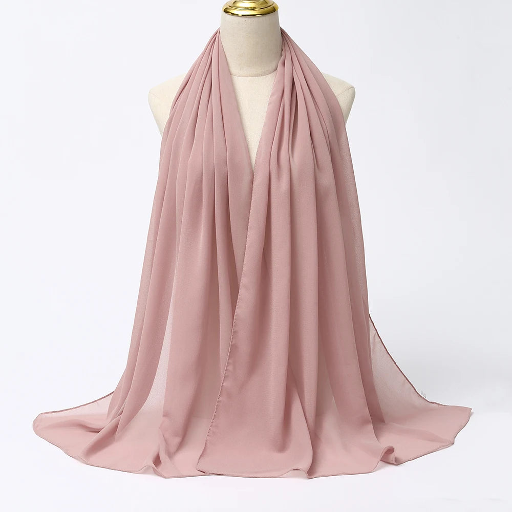 Muslim Chiffon Hijabs For Woman Long Solid Color Head Wrap For Women Shawls Scarves Ladies Muslim Veil Hijab