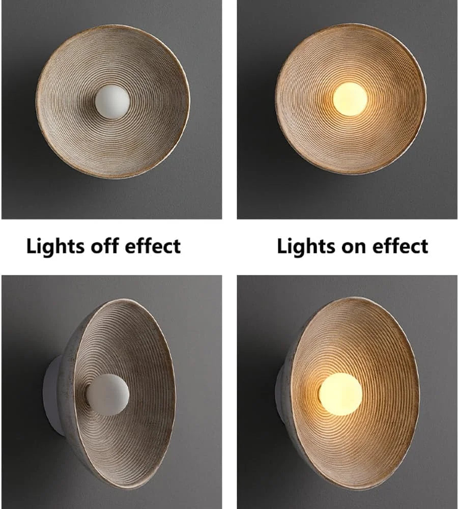 Nordic Creative Retro Round Wall Lamp Wabi-sabi Resin Sconces for Living Room Bedroom Bedside Hotel Corridor Decor Lighting