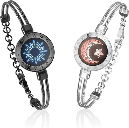 TOTWOO Long Distance Touch Bracelets for Couples ,Light up&Vibration Relationship Gifts for Lovers Smart Jewelry Love Bracelets