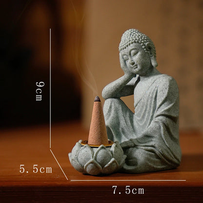 Household aromatherapy decorations new Chinese new ornaments living room Zen tea desktop crafts small sitting Buddha sculpture