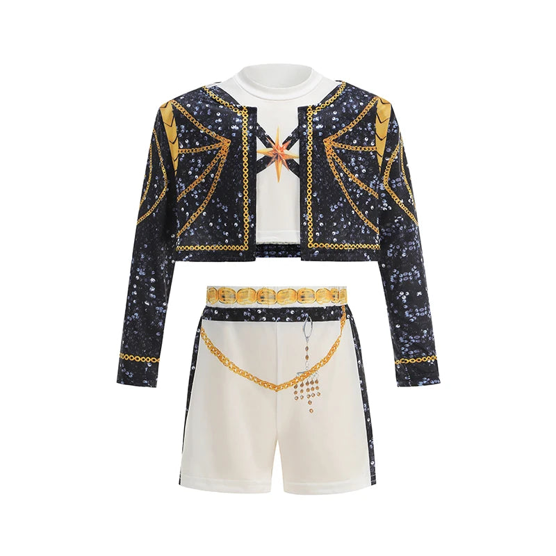 2026 Spring Summer Girl Cosplay Singer Fashion Clothes Stage Performance 3PCS Set Children Show Halloween Carnival Party Costume