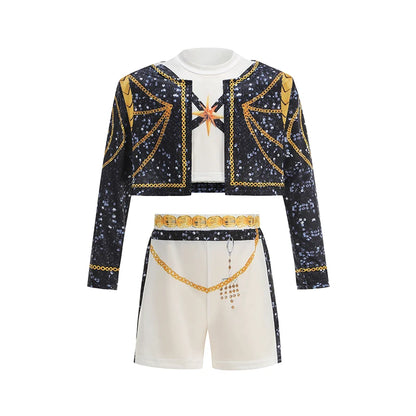 2026 Spring Summer Girl Cosplay Singer Fashion Clothes Stage Performance 3PCS Set Children Show Halloween Carnival Party Costume