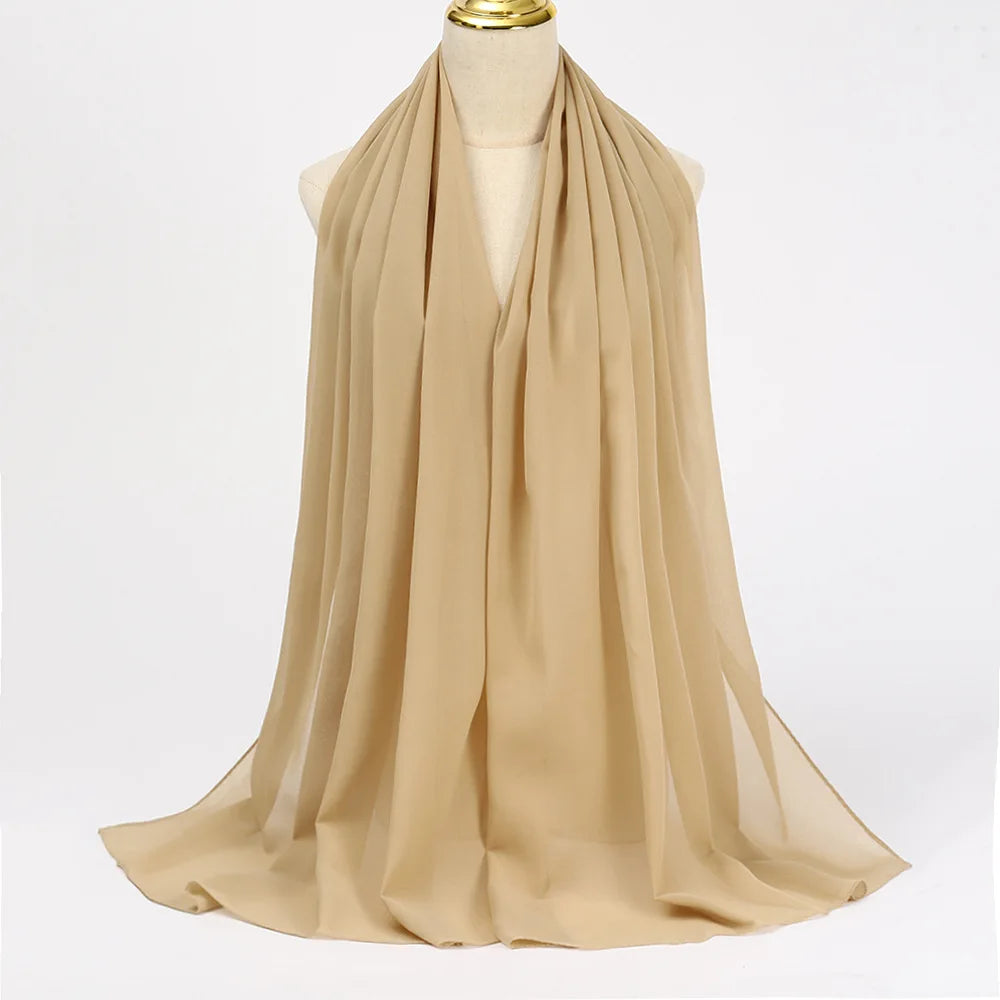 Muslim Chiffon Hijabs For Woman Long Solid Color Head Wrap For Women Shawls Scarves Ladies Muslim Veil Hijab