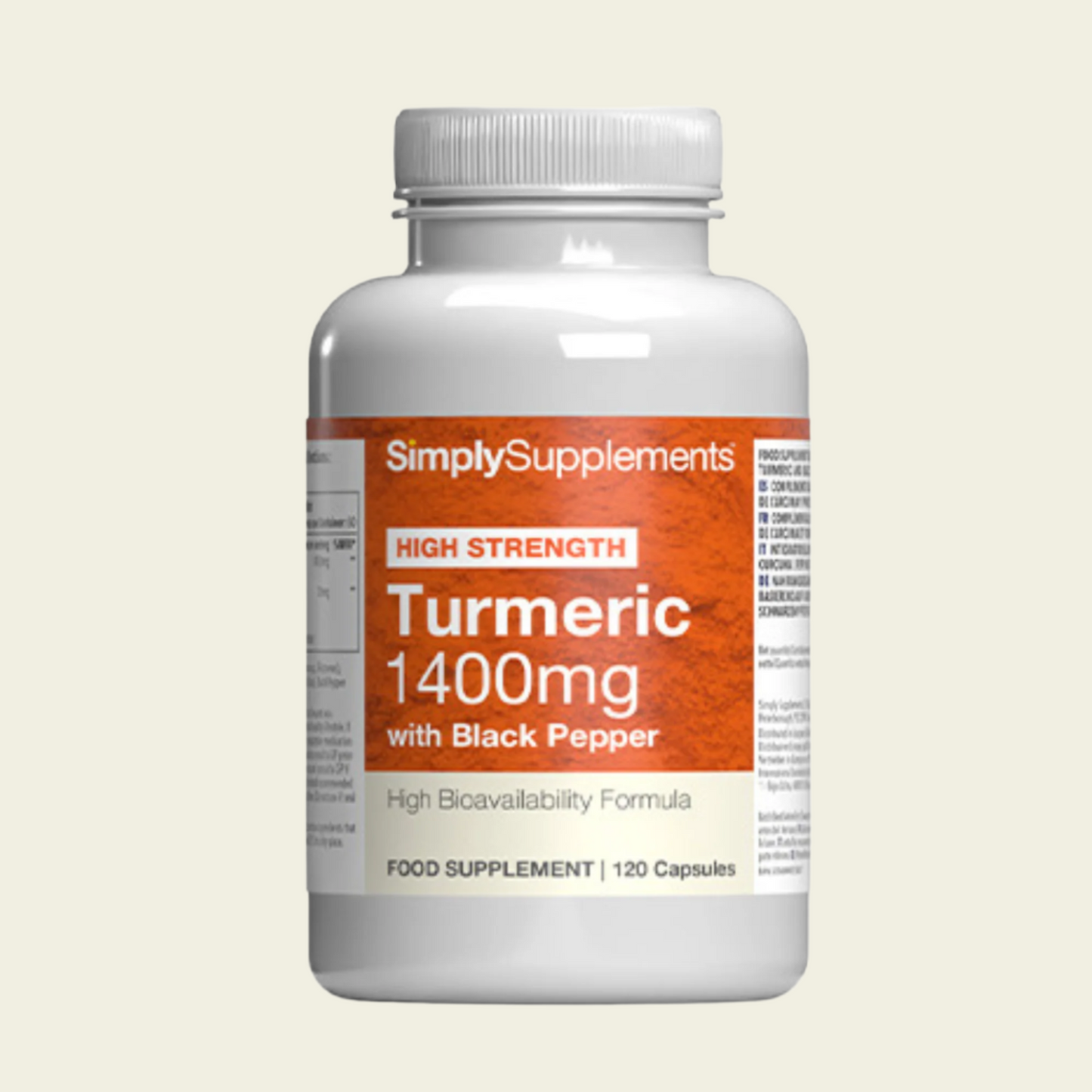 Simply Supplements Turmeric 1400mg with Black Pepper - 120 Capsules, supplements for men and women in UK, buy online in UK at luxsupp, discounts
