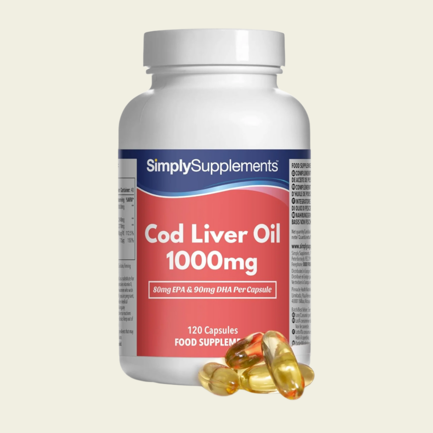Pure Cod Liver Oil 1000mg | Supports Heart, Brain, Vision & Immune Health | Rich in Omega 3 Fatty Acids | 240mg of EPA and 270mg of DHA per Serving | 120 Capsules | Made in The UK
