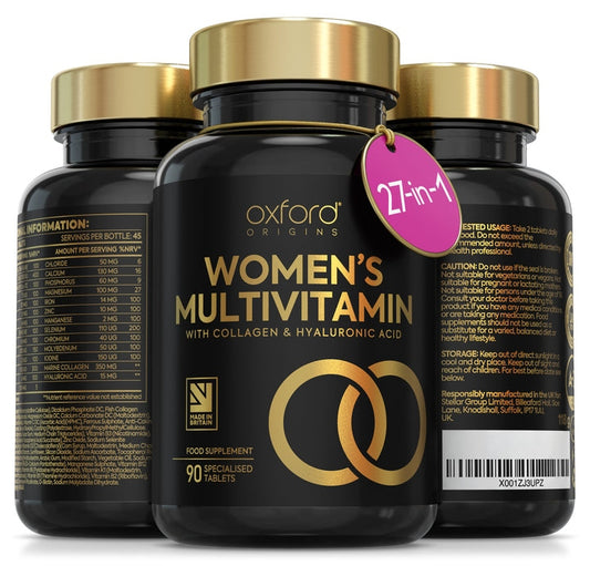 Award Winning Multivitamin Tablets for Women with Collagen & Hyaluronic Acid | Made in The UK | Womens Vitamins to Support Hormones, Immunity & Energy | Collagen Supplements for Women | 90 Tablets, Buy best Vitamins, Minerals & Supplements online in UK at luxsupp.com, Multivitamin Tablets for men & women, omega, Biotin and Iron, vitamin D, vitamin C, vitamin B

