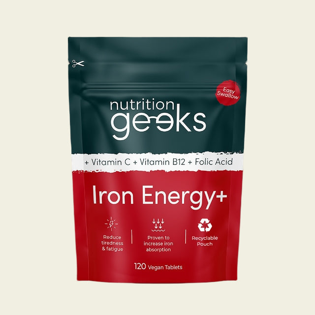 Iron Tablets High Strength - Energy Tablets with Vitamin C, B12 & Folic Acid - 120 Vegan Iron Supplements for Women and Men - 14mg - Enhanced Energy Support & Increased Absorption - UK Made
