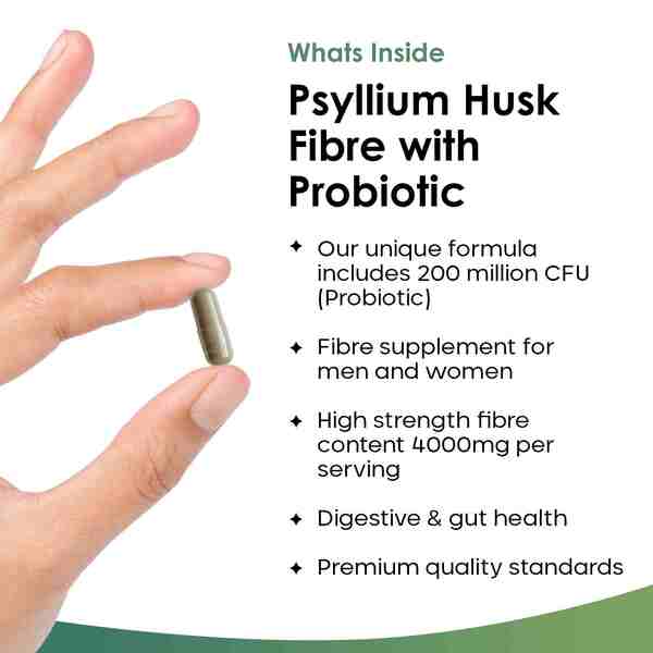 Fibre Supplement 4000mg Psyllium Husk with Probiotic 120 Capsules