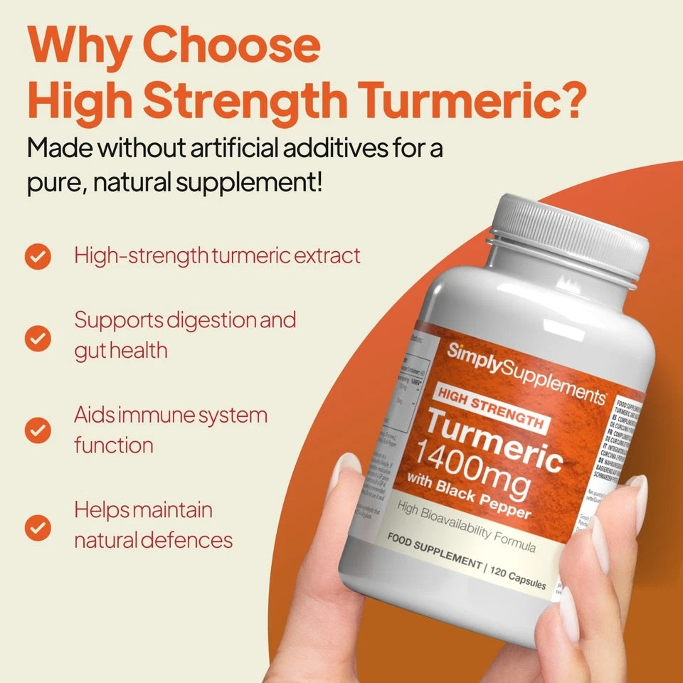 Simply Supplements Turmeric 1400mg with Black Pepper - 120 Capsules